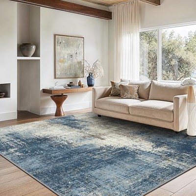 Washable Area Rugs for Living Room Bedroom, 9x12 Modern 9X12 Slate