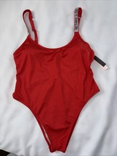 Victoria Secret Swim NWT Size Large Red One Piece Rhinestone Straps