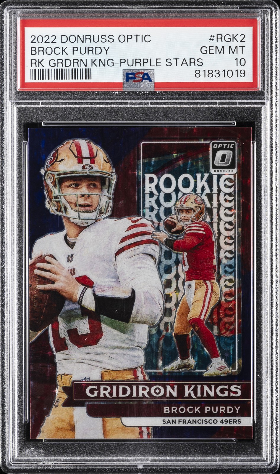 2022 PANINI DONRUSS OPTIC ROOKIE GRIDIRON KINGS BROCK PURDY RC 24/25 PSA 10