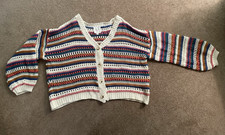 Women's Le Lis Long Sleeve Cropped Cardigan Sweater Size XL Multicolor Stripes