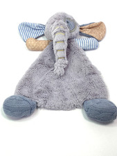 Elephant Lovey Security Blanket Rattle Baby Comfort Toy Gray Plush Demdaco