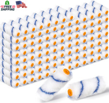 150 Pcs 4 Inch Mini Paint Roller Cover 1/2" Nap Small Microfiber Roller Covers H