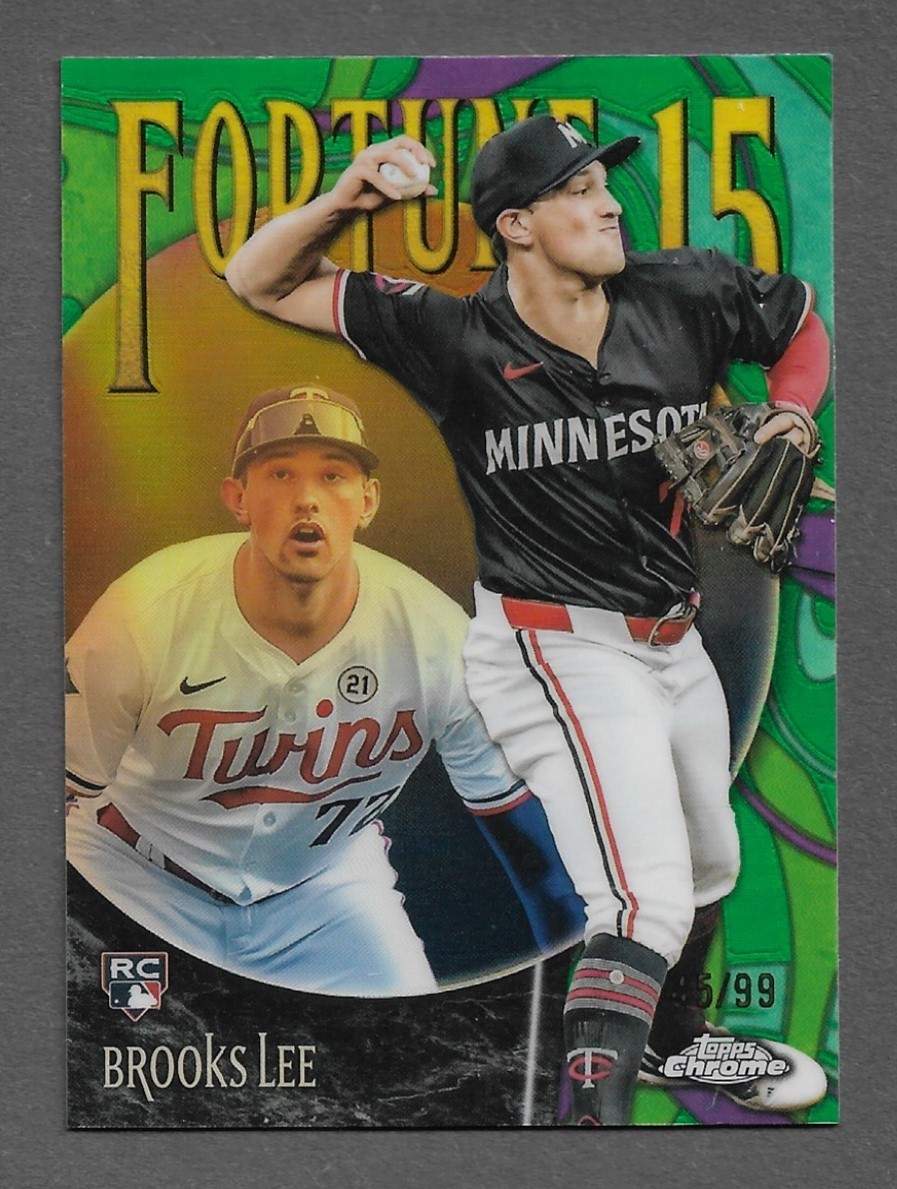 2025 Topps Chrome Baseball #F15-14 Brooks Lee RC Fortune 15 GREEN Refractor /99