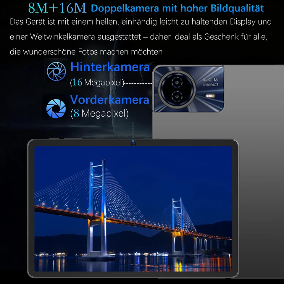 2025 Neu Tablet Android 15 24GB+256GB 8000mAh 14 Zoll 4G LTE 2SIM WlFl Netflix - Bild 3 von 4