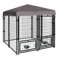 4.5 Ft. X 4.5 Ft. Dog Kennel Outdoor Dog Enclosure with Rotating Feeding Door...