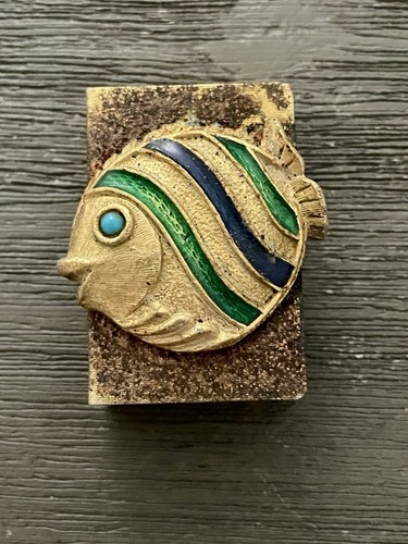 Florenza Streichholzschachtelhalter in Fischform gebürstet gold blau grün Akzente lesen ansehen - Bild 2 von 5