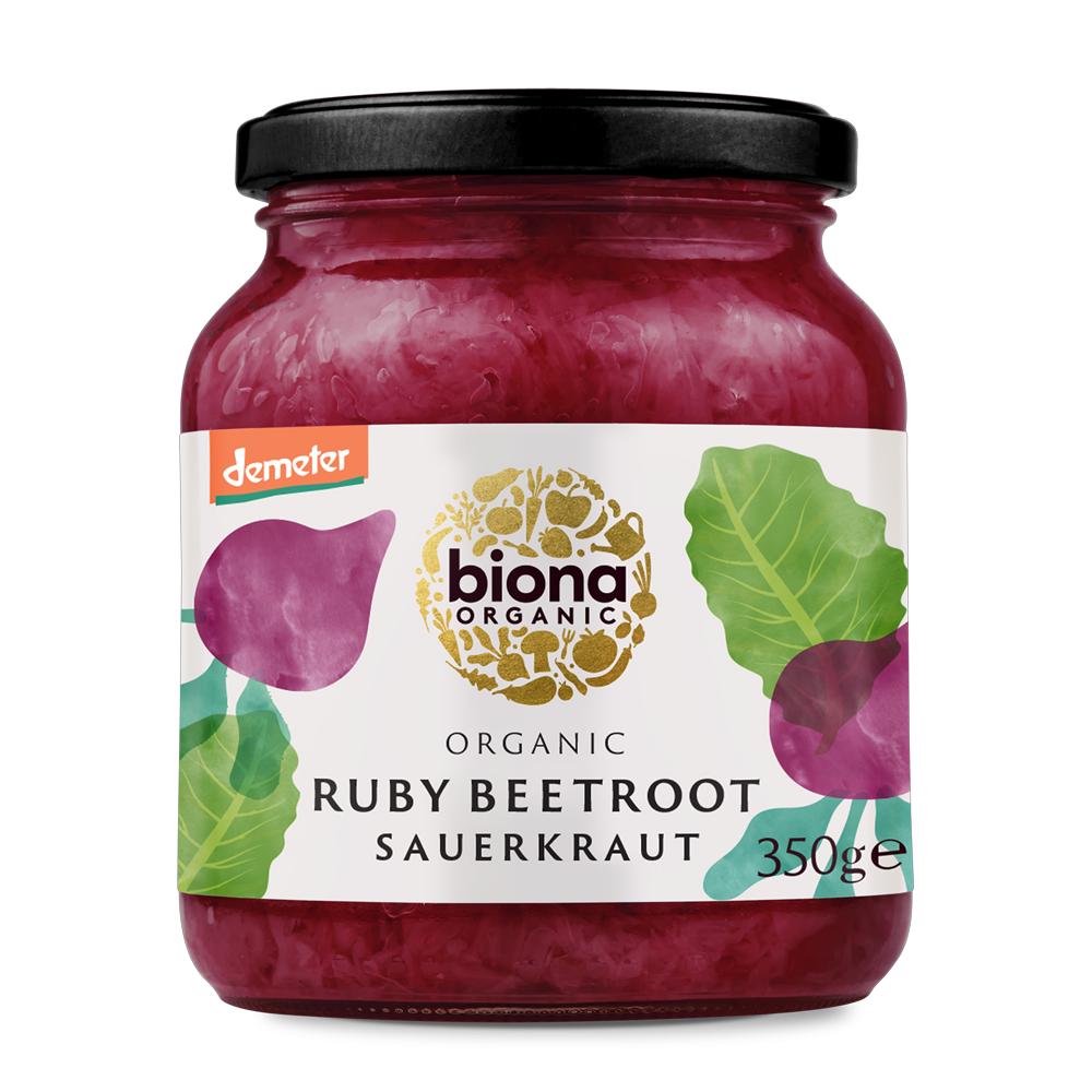 Biona Organic Sauerkraut Ruby Beetroot 350g Raw Fermented