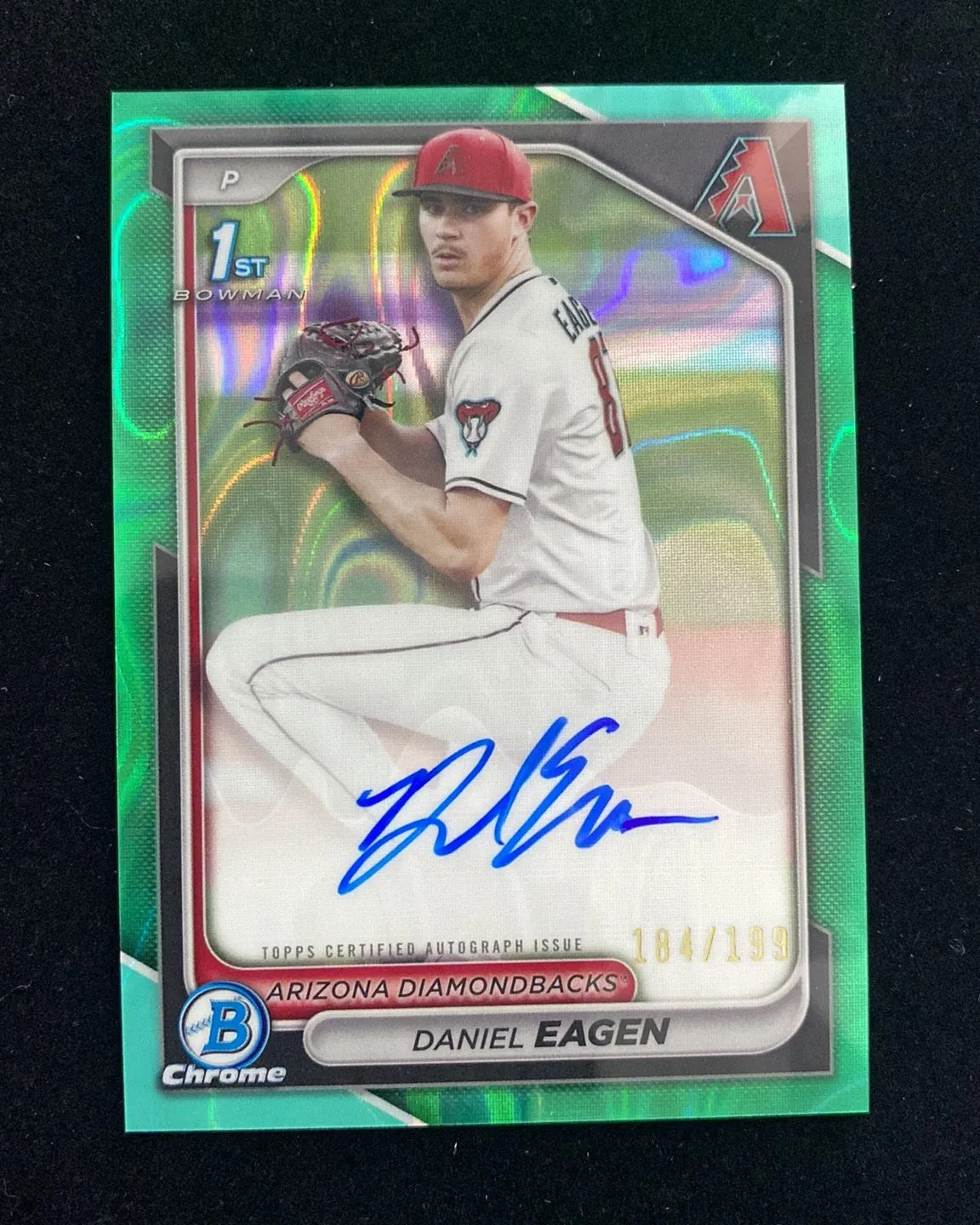 2024 Topps Bowman Chrome Aqua Lava #CPA-DE Daniel Eagen 1st Auto 184/199 OFIS