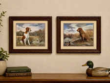 Set of 2 Vintage Framed Hunting Dog Prints Br...