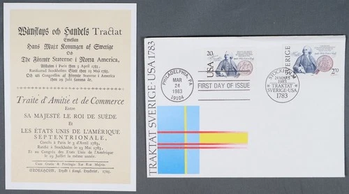 MayfairStamps Sweden FDC 1983 Amity Treaty US Mixed Frank Literature & First Day