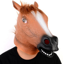 Halloween Mask Horse Head Mask Costume Party Latex Animal Head Mask for Men