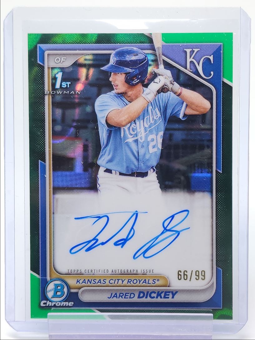 JARED DICKEY 2024 BOWMAN CHROME 1ST GREEN LAVA REFRACTOR AUTO /99 Q4854