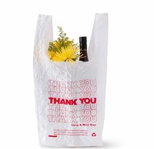 900 pcs Bags 1/6 Large 21 x 6.5 x 11.5 "Thank You" Plastic Grocery Shopping Bags