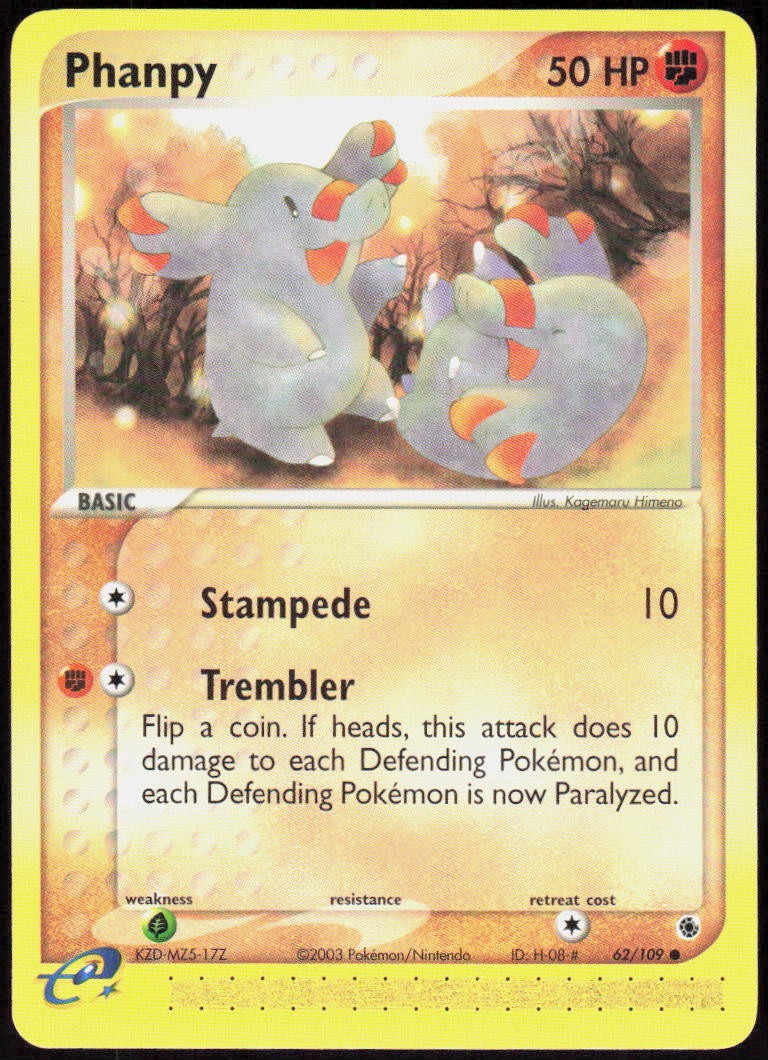 Phanpy 62/109 Common EX Ruby and Sapphire NM Pokemon