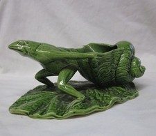 WATCOMBE TORQUAY POTTERY C19th GREEN GLAZED FROG & SHELL FIGURE ; C1880-1901