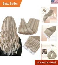 Full Shine Tape in Hair Extensions Human Hair, Dirty Blonde Mix 18 Inch