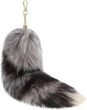 Sureio Therian Fluffy Tail Keychain Real 15.7 Inch Soft Fur Fox Tail Keychain fo