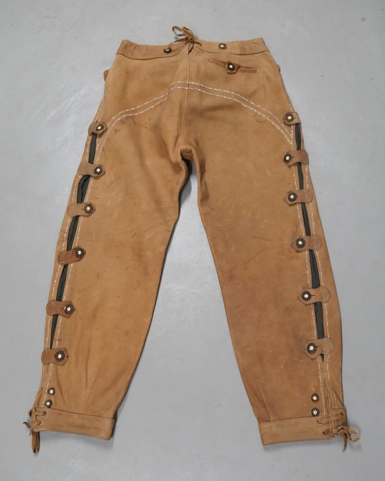 Trachten Lederhose Größe 48 Herren Büffel Nubukleder lang T031 - Bild 3 von 4