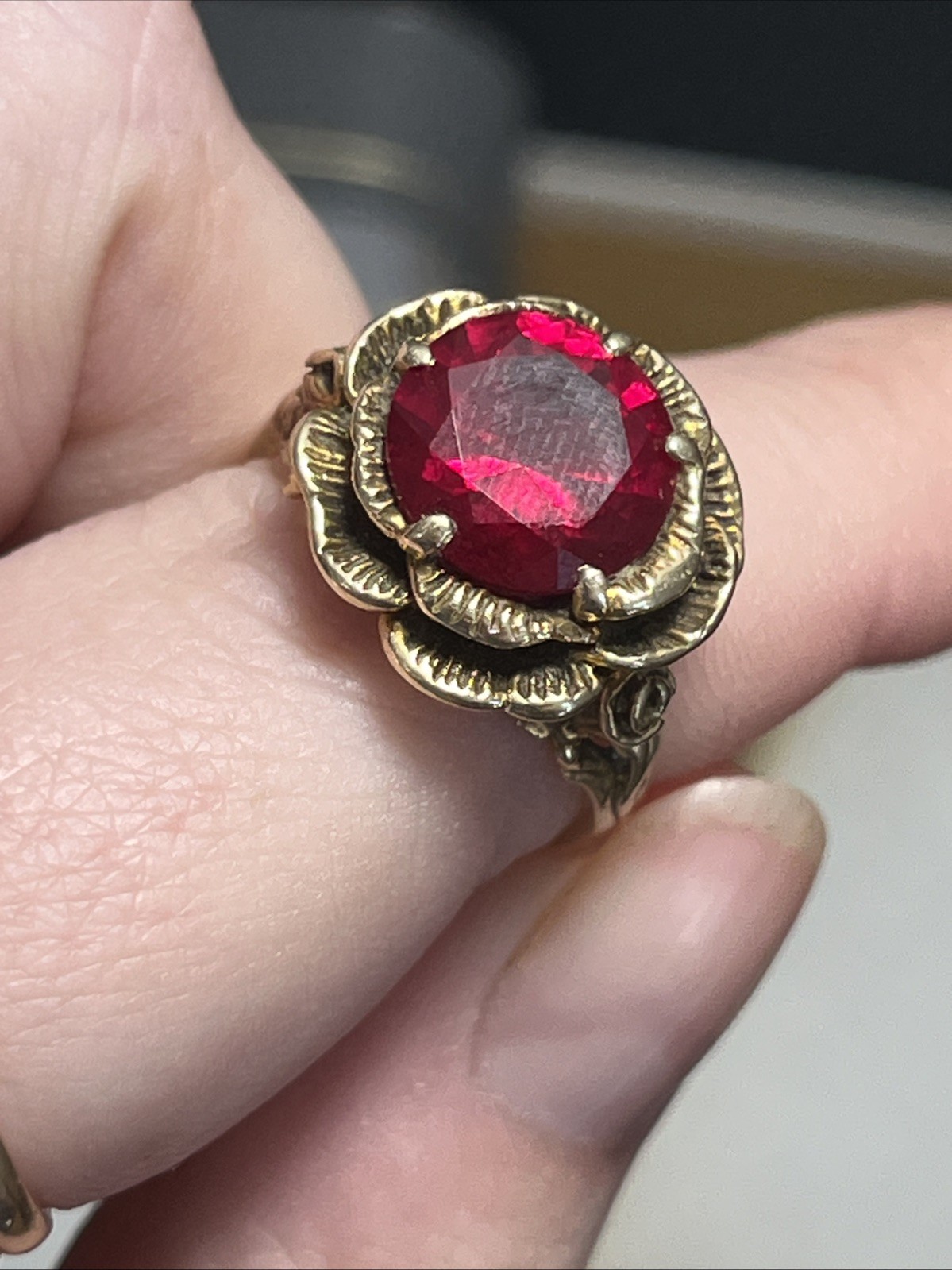 Antique Natural Ruby Rose Ring - image 20