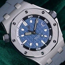 Audemars Piguet Royal Oak Offshore Diver Blue Gray Rubber Steel MINT SET 15720ST