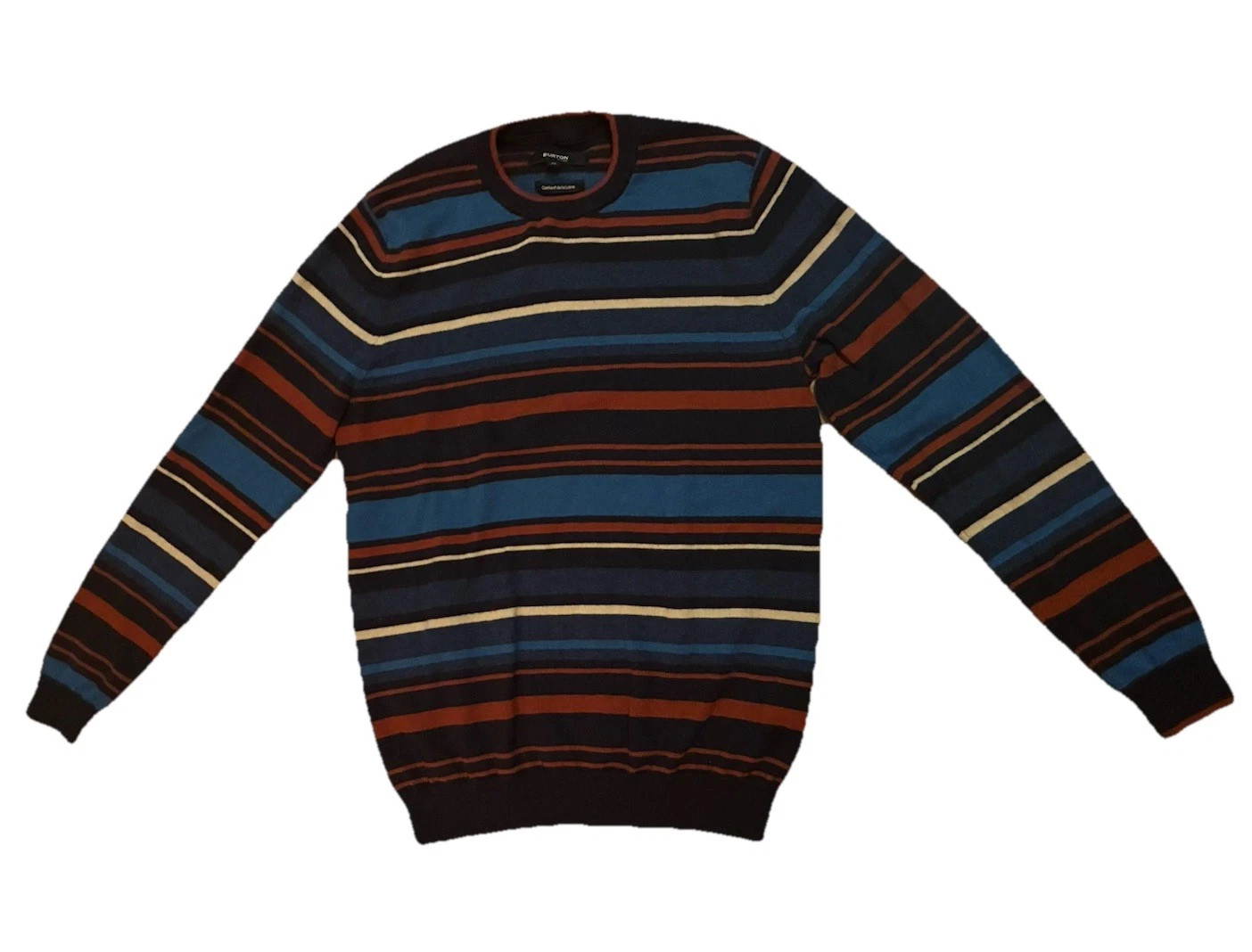 Burton of London Men's Sweater Size M Red Blue Striped Wool/Cotton Soft