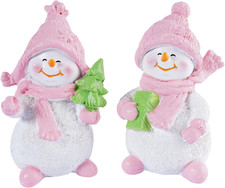 2PC Snowman Christmas Decorations Holiday Mantel Tabletop Winter Home Decor Set