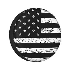 Spare Tire Cover Vintage American Flag For 15 Inch Black White