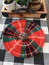 Vintage Scottish Wool Red Fraser Tam Baby Cap Hat Made in Scotland Multicolor