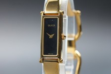 Exc 5 Gucci 1500L Gold 12mm Black Dial Quartz Women's Watch From JAPAN