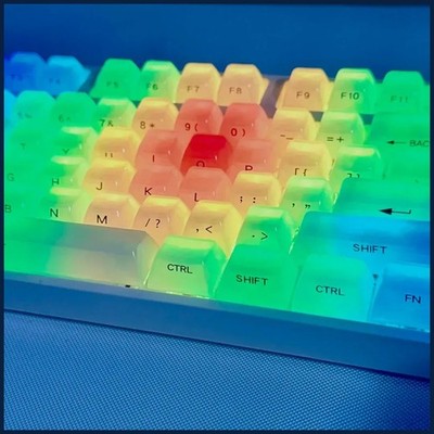 Foggy Transparent Crystal PC Keyboard MDA RGB Backlit Keycaps MX Switches