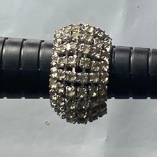 Sparkling Rhinestone Band Ring Silver Tone Glamorous Statement Jewelry