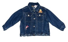 Vintage Pooh 100 Acre Collection Denim Jacket Embroidered Piglet Floral Trim 2T