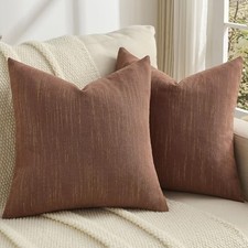 Chenille Throw Pillow Covers 18x18 Inch Set of 18" x 18" Pack of 2 Rust
