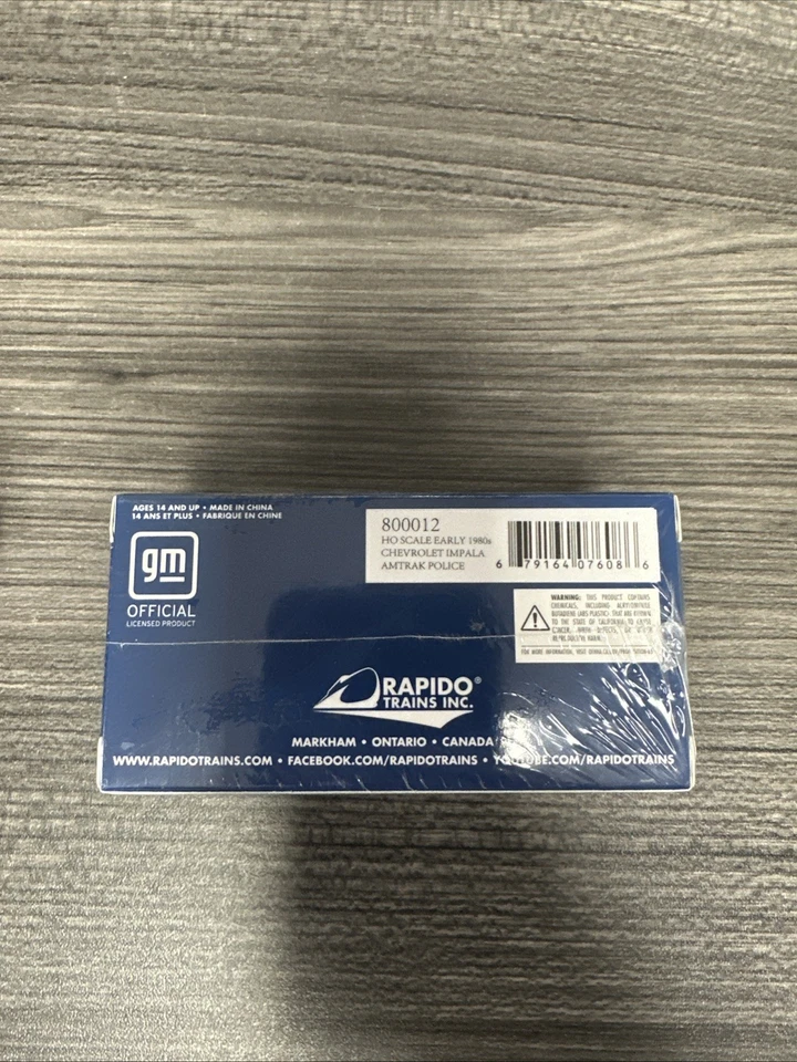 Chevrolet Impala Amtrak Police Rapido escala HO #800012 principios de 1980 nuevo en caja Foto 2 de 4