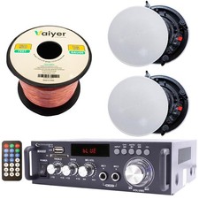 Home Theater System 600W Bluetooth Amp with 2 Qty 8" Frameless Ceiling Speakers