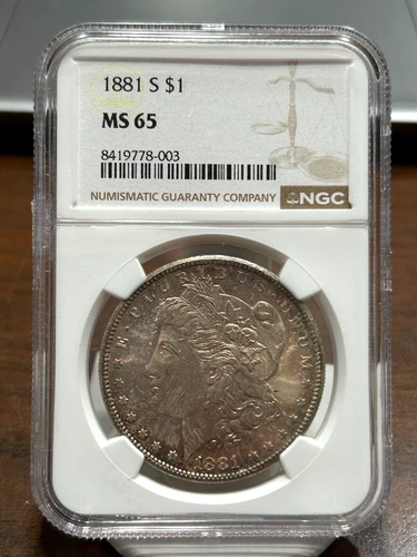 1881-S Morgan Dollar - MS65 - NGC - Mirrors & Frost Under Pastel Toning
