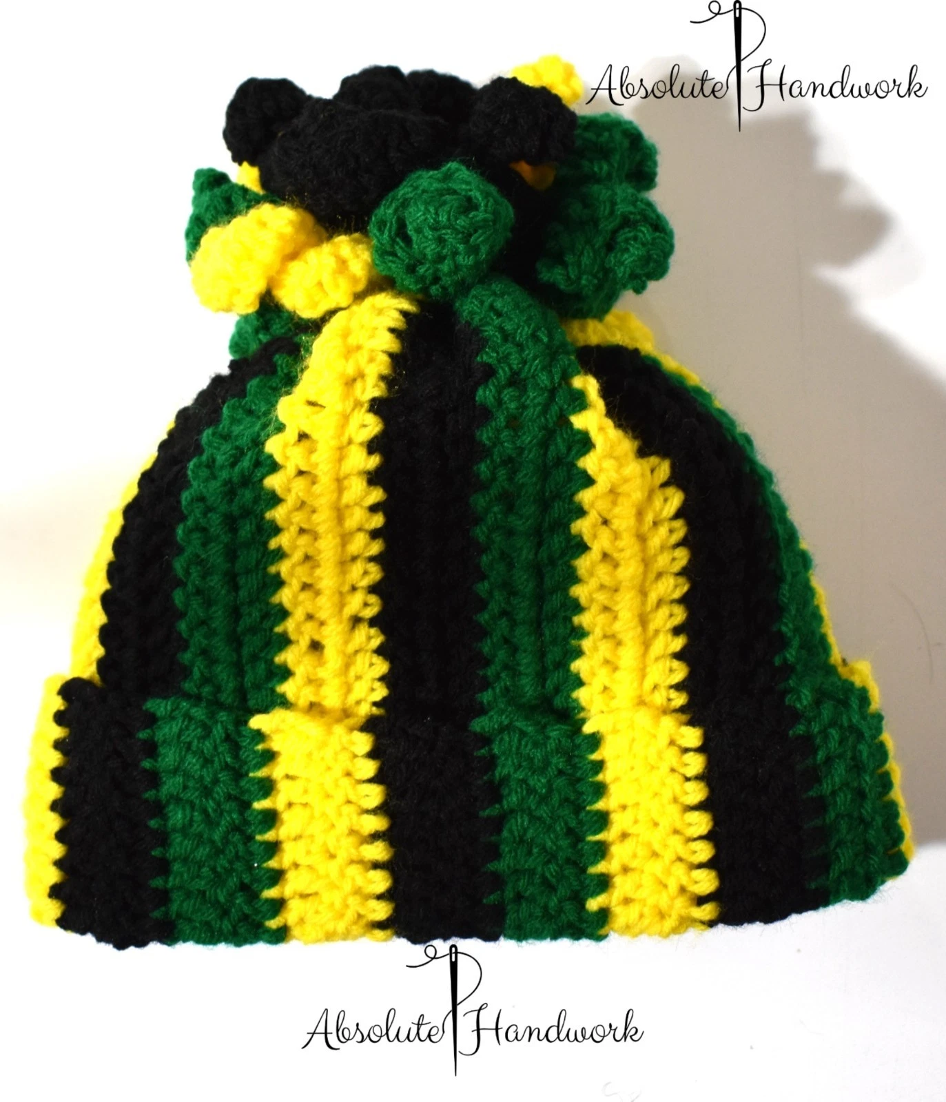Unisex Jamaican Black Pride Crochet Beanie Hat Chemo Cap Green Yellow Black