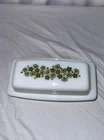 Vtg Pyrex Spring Blossom Crazy Daisy Covered Butter Dish Milk Glass Retro MCM