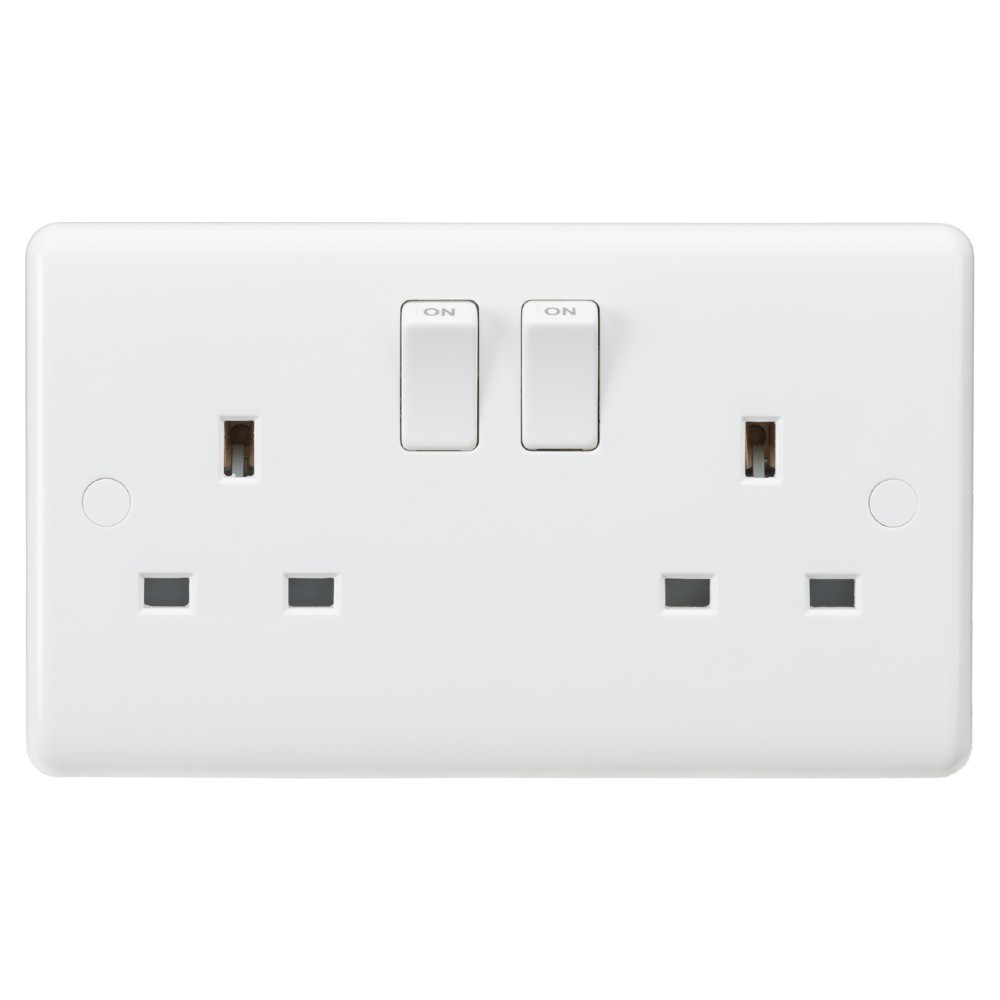 Knightsbridge CU9000 Curved Edge Switched Socket Outlet DP 2 Gang 13A