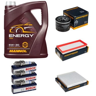 MANNOL, DENCKERMANN, BOSCH Inspektionspaket 5L MANNOL Energy 5W-30 Zündkerzen für Smart Fortwo Cabrio 1.0
