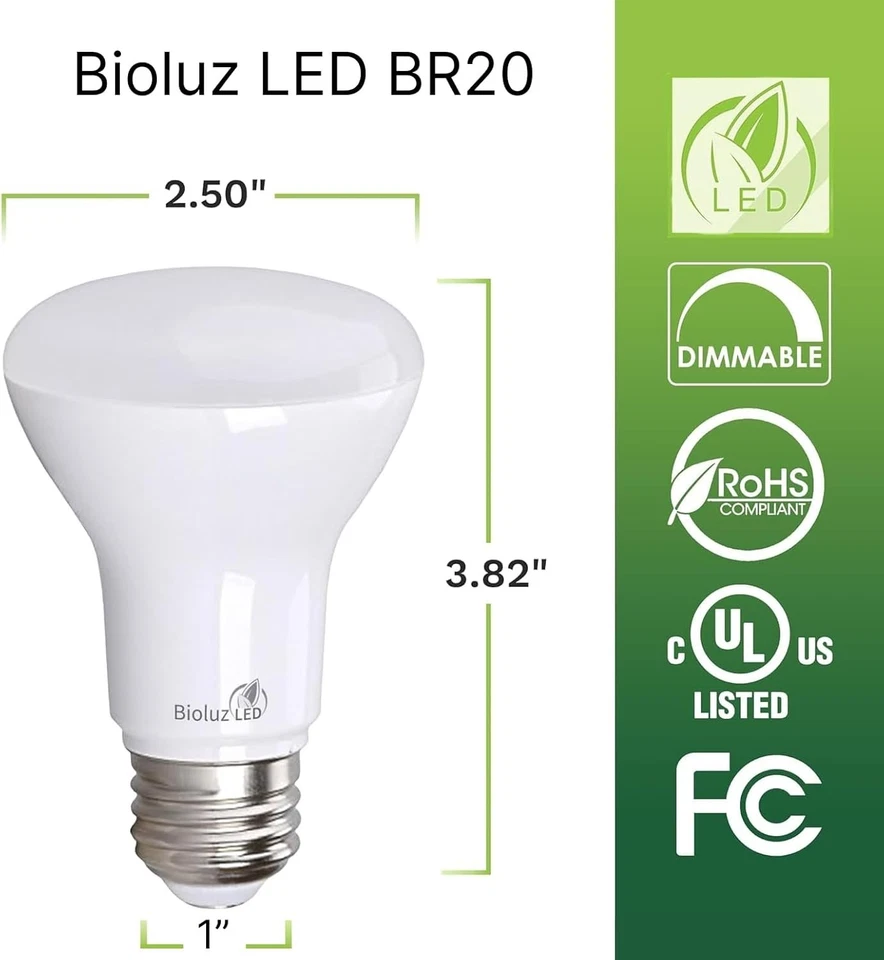 40 Pack Warm White Dimmable BR20 LED Bulbs - Instant On, Lightweight & Efficient - Image 4 of 4