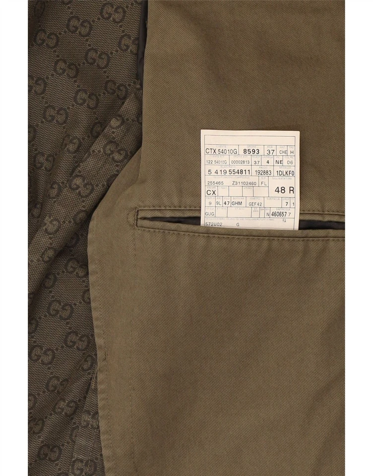 Chaqueta Blazer GUCCI Para Hombres 2 Botones IT 48 Mediana Caqui Algodón DM33 Foto 3 de 4