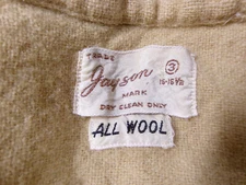 Vtg 40s 50s 5 JAYSON TAG SHIRT ALL WOOL Sz S/M FLANNEL KHAKI USA MADE AS IS