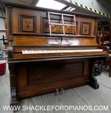 Knauss Antique Upright Piano In Rosewood Cabinetry Made In Germany W/ Inlay