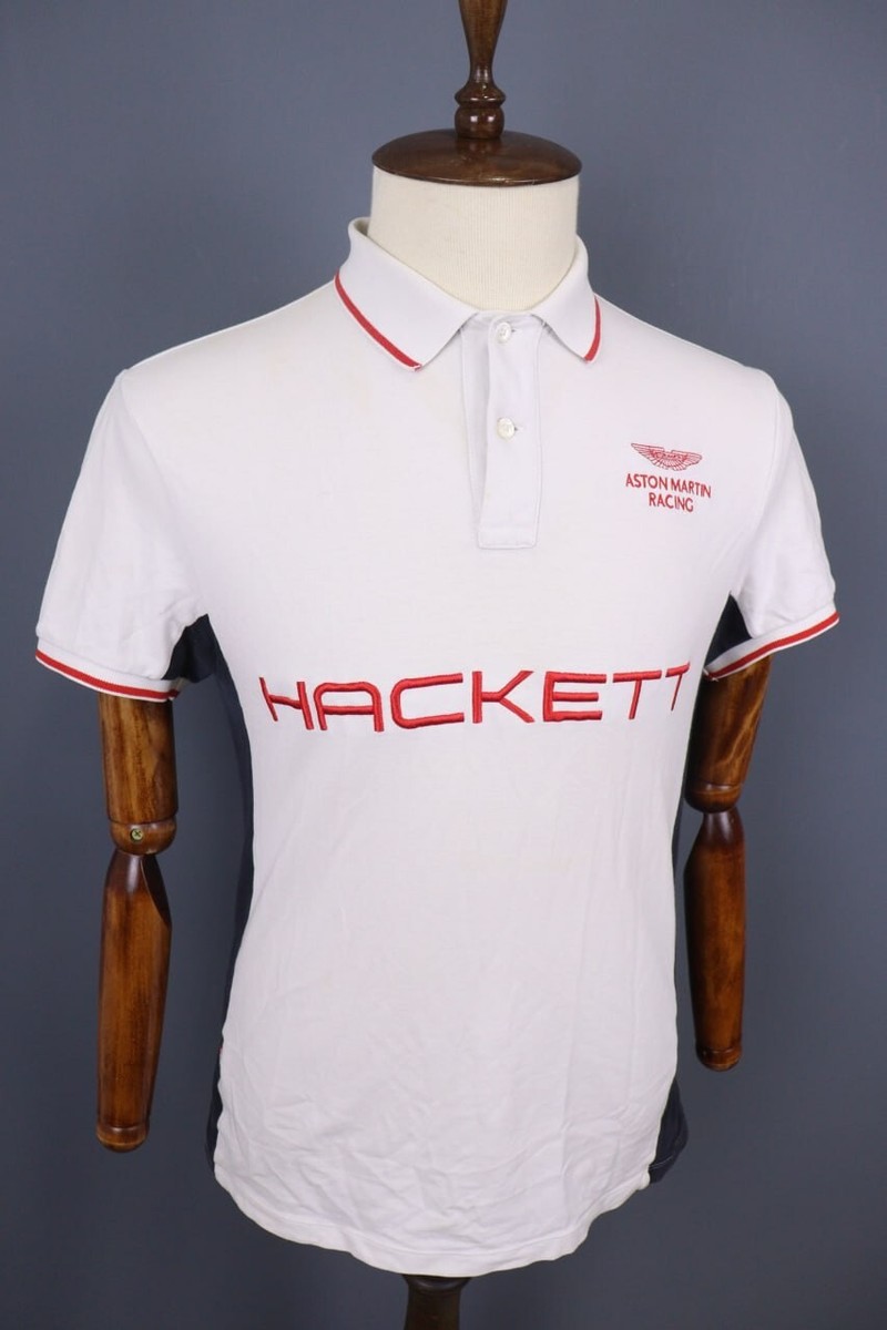 Hackett London Astom Martin Big Logo White Short Sleeve Polo Shirt