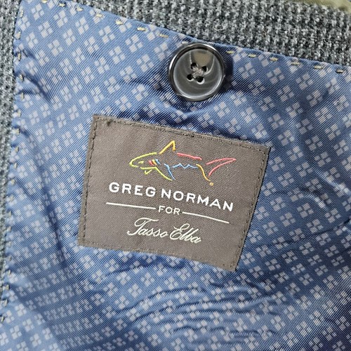 Greg Norman Tasso Elba Blazer Size S40 Dark Gray Tweed Polyester/Rayon Preppy - Picture 4 of 13