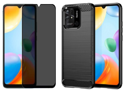 Case Cover Pouch + Tempered Glass Anti Spy For Xiaomi Redmi 14C 13C A4 A3 A2
