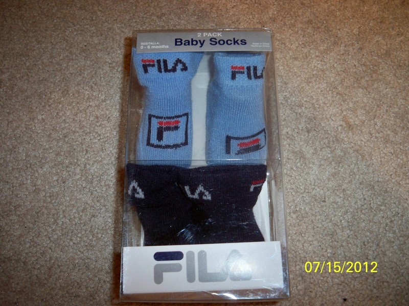 BRAND NEW! FILA BABY SOCKS 2-PACK, 0-6 MONTHS!