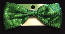 St. Patrick's Day Giant Green Sequin Bow Tie w/ Elastic Band - OSFM - NEW