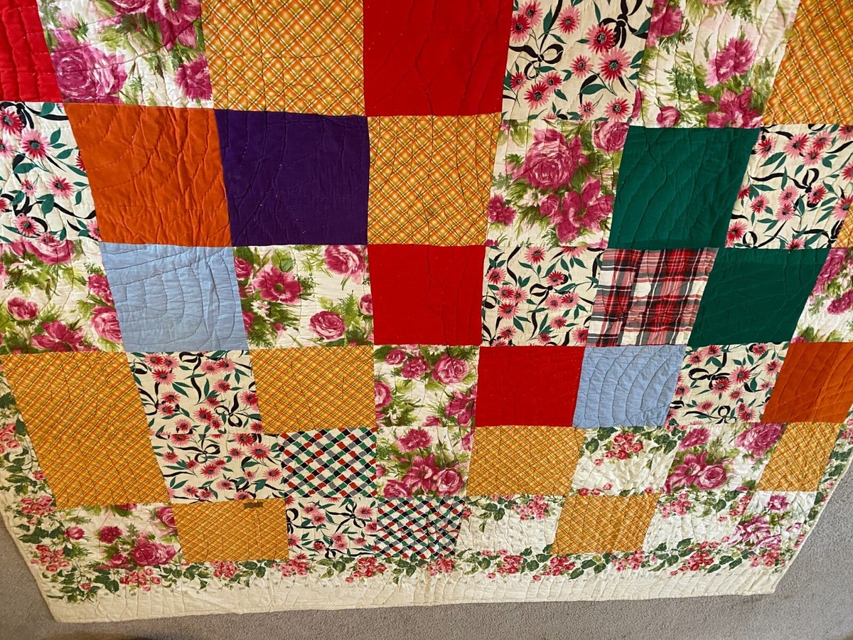 Vintage Quilt Hand Made And Stitch Patchwork 77